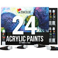 24 Tubos de Pintura Acrílica 12mL Zenacolor Set para lienzos y manualidades